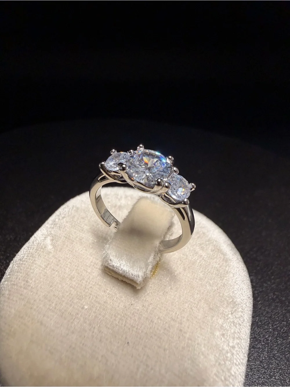 1CT Oval Moissanite Three-Stone Ring | Size 6